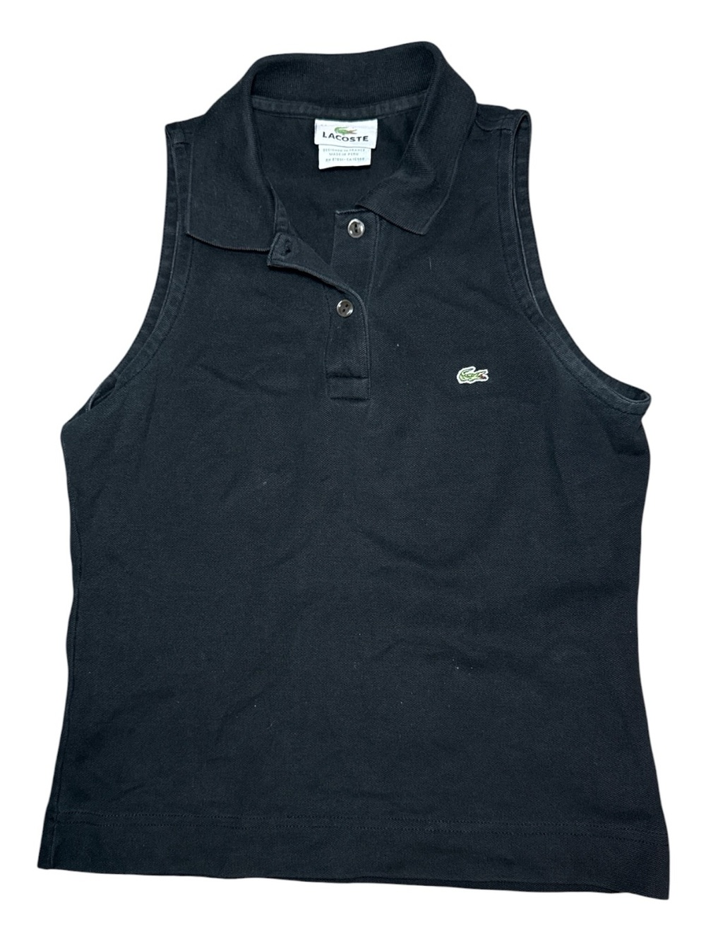 LACOSTE Women's Black Sleeveless Polo Shirt Size XS (34)